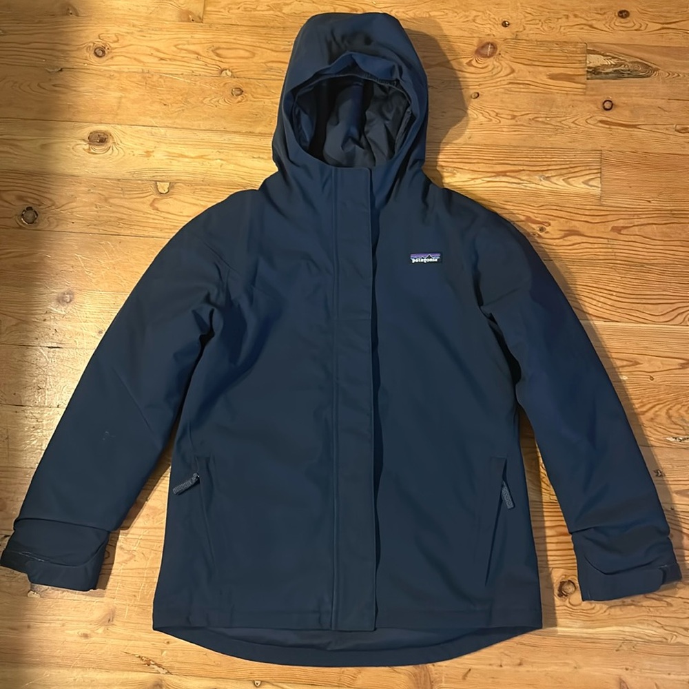 Patagonia Snow Jacket Youth M Navy Blue Hooded Insulated